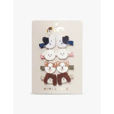 Mimi & Lula Kids' Ti Puppy Set Of Eight Mini Hair Clips In Multi