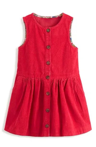 Mini Boden Kids' Sleeveless Cotton Corduroy Dress In Scarlet Red Cord