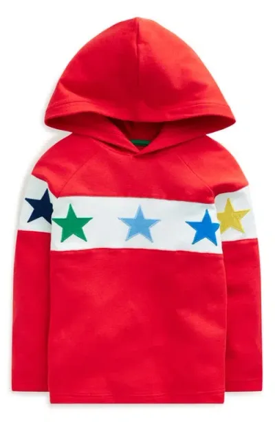 Mini Boden Kids' Star Appliqué Cotton Hoodie In Poppy Red