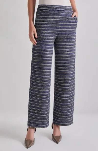 Misook Tweed Straight Leg Pants In Starry Night Blue