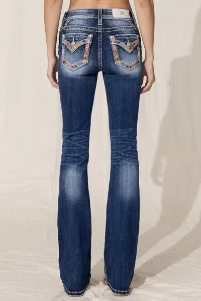 Miss Me Love Pop Bootcut Jeans In Med/dark Wash