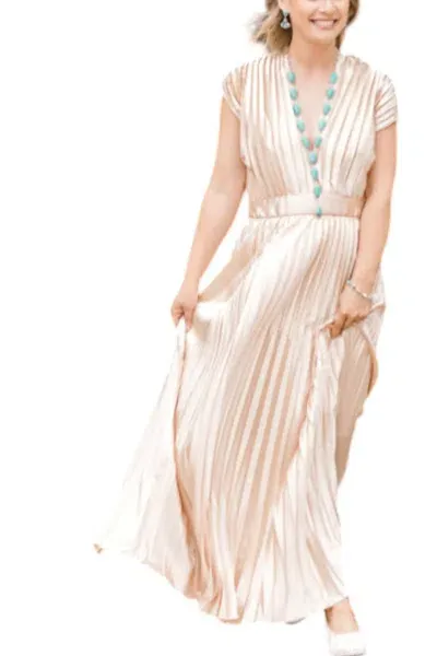 Miss Sparkling Chasity Pleated Maxi Dress In Champagne In Beige