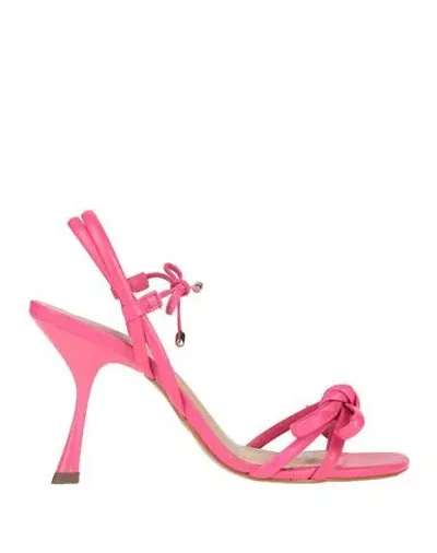 Miss Unique Woman Sandals Fuchsia Size 8 Leather In Pink