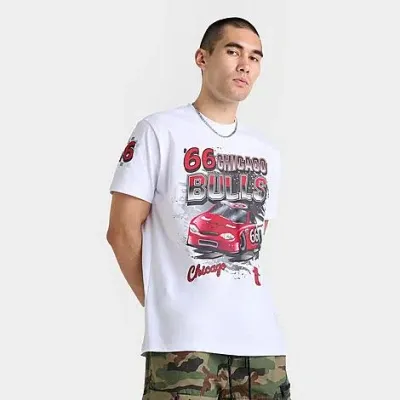 Mitchell And Ness Men's Chicago Bulls Nba Speedway Graphic T-shirt In White