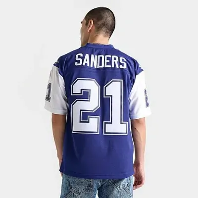 Mitchell And Ness Men's Deion Sanders Dallas Cowboys Nfl Legacy Football Jersey Shirt In Dark Royal