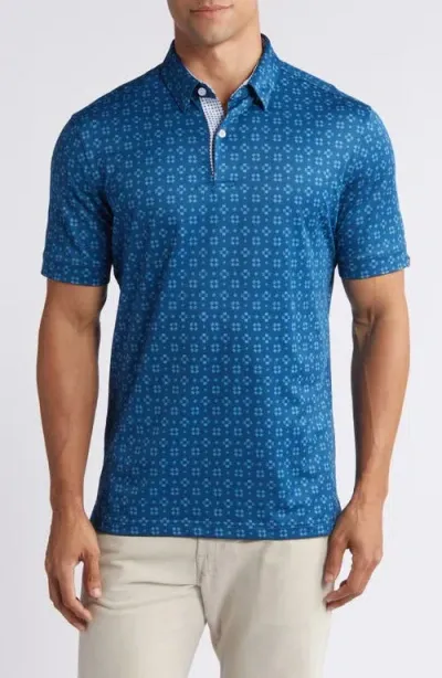 Mizzen + Main Mizzen+main Halyard Trim Fit Print Performance Polo In Poseidon Festive Geo