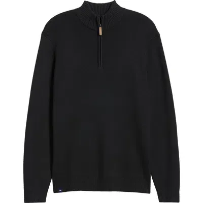 Mizzen + Main Mizzen+main Hillcrest Quarter Zip Pullover Sweater In Black Solid