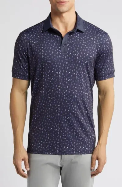 Mizzen + Main Versa Floral Print Polo In Navy Floral