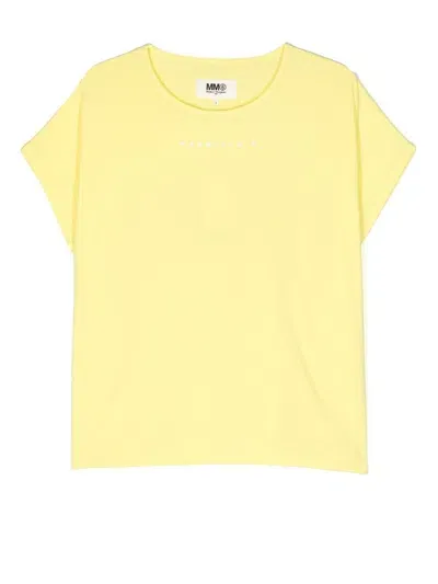 Mm6 Maison Margiela Kids' Logo Print Cotton T-shirt In Yellow