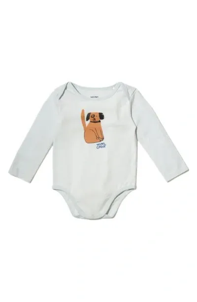 Mon Coeur Babies'  Long Sleeve Cotton Graphic Bodysuit In Sky Blue