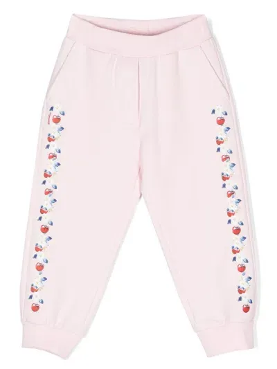 Monnalisa Kids' Cherry Floral-print Track Pants In Pink