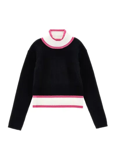 Monnalisa Kids'   Ribbed Mini Sweater In Black + Fuchsia