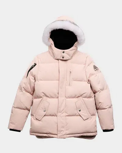 Moose Knuckles Kid's Puffer Shearling Coat In Dusty Rose