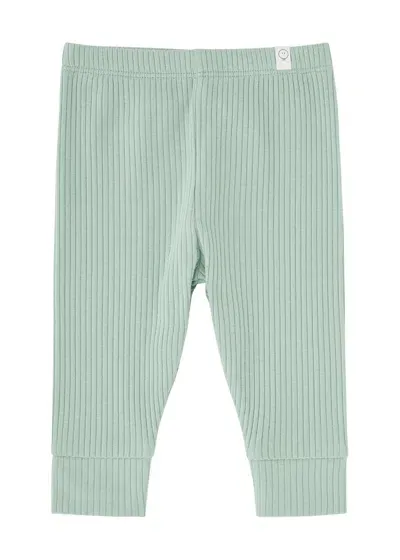 Mori Kids Ribbed Stretch-jersey Leggings In Green