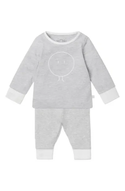 Mori Kids' Snoozy Fitted Two-piece Graphic Pajamas In Grey