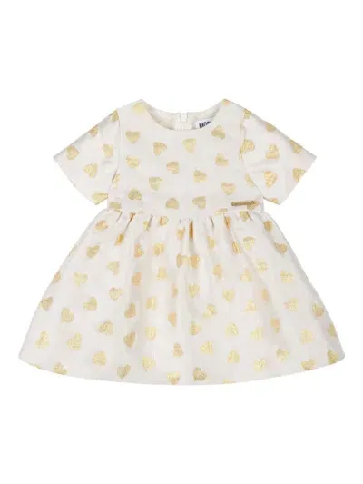 Moschino Babies' Heart-print Dress In Neutrals