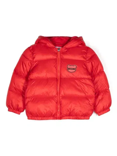 Moschino Babies' Logo-patch Padded Jacket In Red