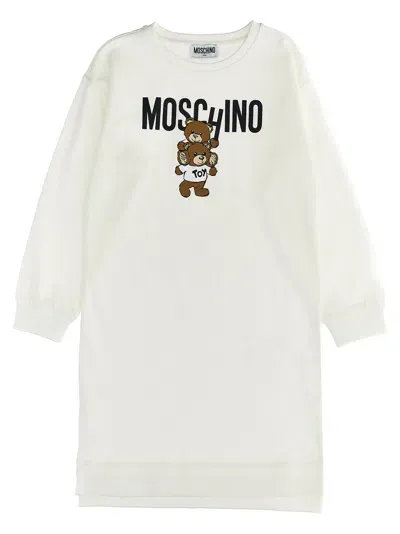 Moschino Kids' Teddy Bear-print Sweatshirt Dress In White