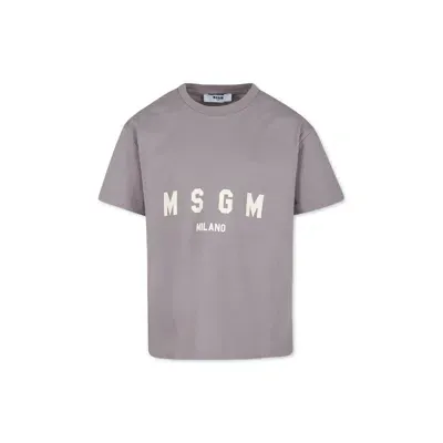 Msgm Beige T-shirt For Kids With Logo