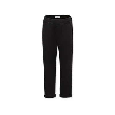 Msgm Kids' Black Trousers For Boy With Logo