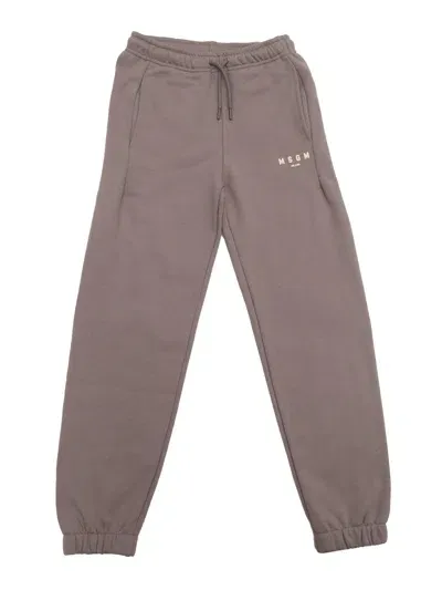 Msgm Kids' Fleece Pants Unisex Tortora In Grey