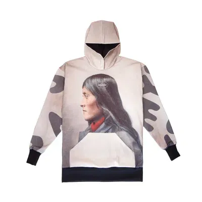 Mysimplicated Women's Black / Brown / Grey Full Print Hoodie In Beige With Native American Print W In Black/brown/grey