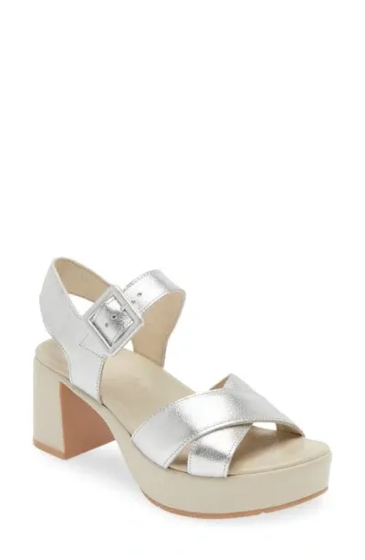 Naot Elite Platform Sandal In Soft Silver Leather