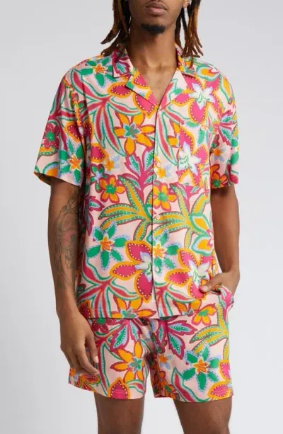 Native Youth Botanical Camp Shirt In Pink Floral