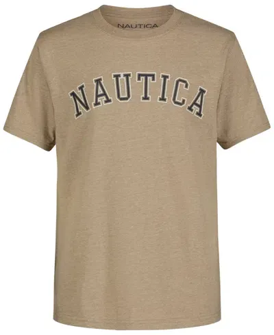 Nautica Kids' Big Boys Varsity Arch Short Sleeve Tee In Kelp Heather