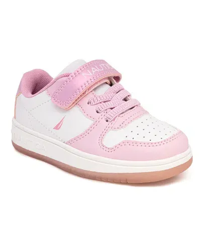 Nautica Babies' Toddler Girls Manetta Cira T Girls Casual Sneaker In White,light Pink Iri