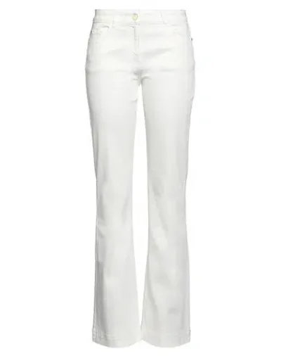 Nenette Woman Jeans White Size 31 Cotton, Elastomultiester, Elastane