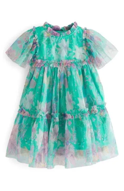 Next Kids' Tiered Mesh Dress In Green