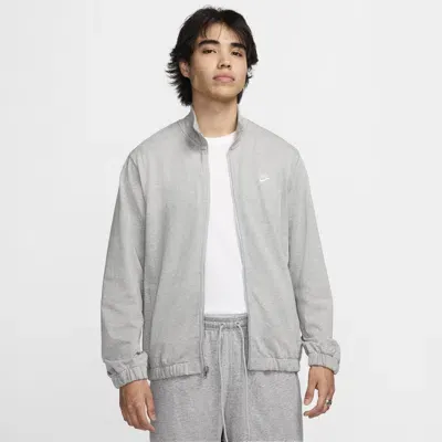 Nike Men's Club Knit Jacket In Lt Smoke Grey/dk Grey Heather/white