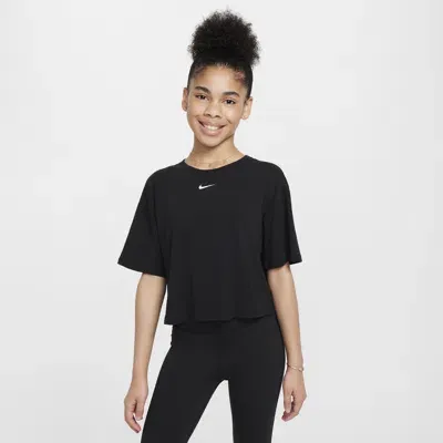 Nike One Relaxed Big Kids' (girls') Dri-fit Short-sleeve Top In Black