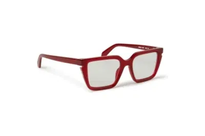 Pre-owned Off-white Style 52 Eyeglasses Burgundy/clear Lens (oerj052s24pla0012800-fr)