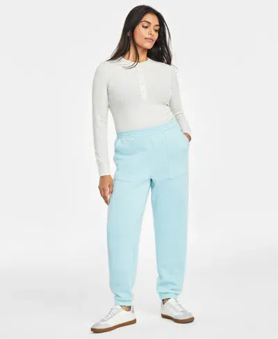 On 34th Women's Tapered Fleece Jogger Pants, Created For Macy's In Green Mist