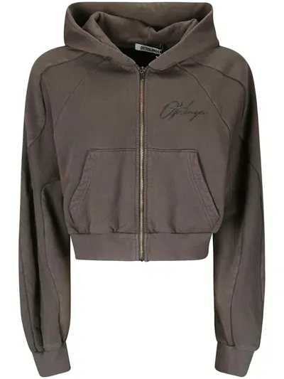 Ottolinger Multiline Logo Zip Hoodie In Brown