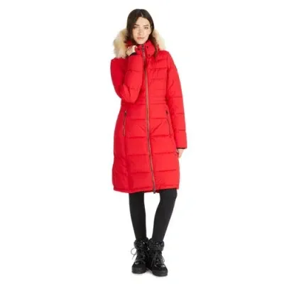 Pajar Jupiter Stretch Long Quilted Puffer In Red