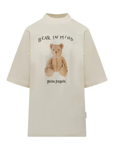 Palm Angels Bear In Mind Loose Tee In Beige