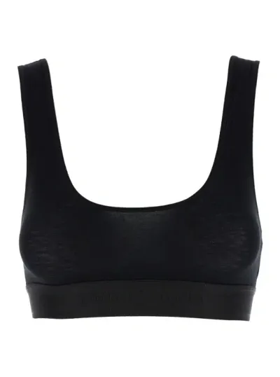 Palm Angels Black Sports Bra With U Neckline In Cotton Blend