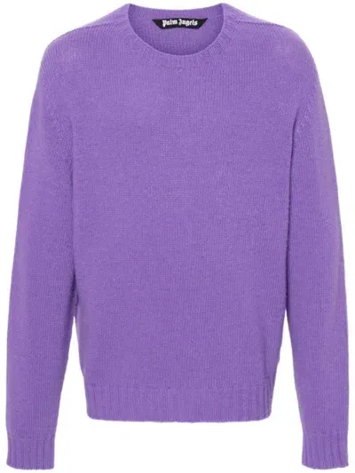 Palm Angels Logo-intarsia Jumper In Purple