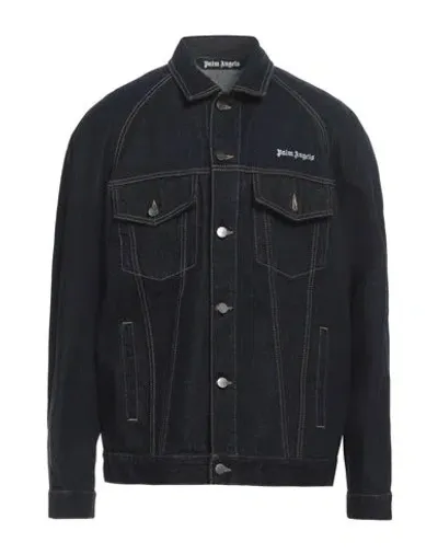 Palm Angels Navy Blue Cotton Denim Jacket For Men