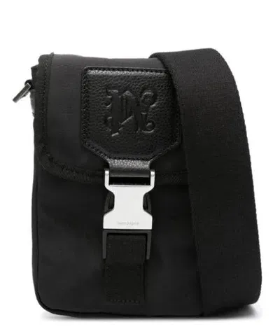 Palm Angels Monogram Nylon Crossbody Bag In Black