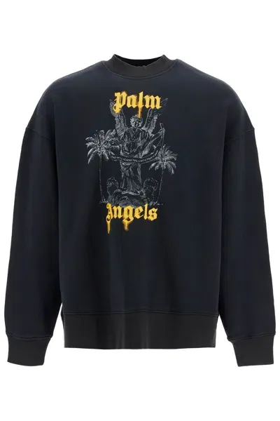 Palm Angels Sudadera Con Logo Estampado In Black