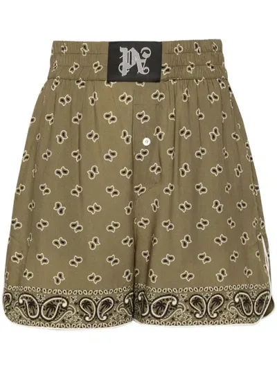 Palm Angels Bandana-print Track Shorts In Green