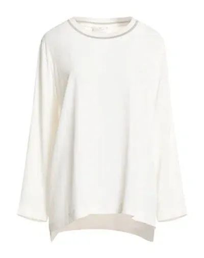 Panicale Woman Top Ivory Size 10 Acetate, Silk, Wool, Cashmere, Synthetic Fibers In White