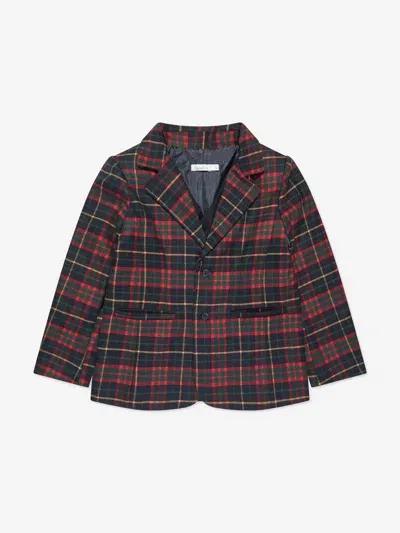 Patachou Kids' Tartan-check Notched-collar Shirt In Blue