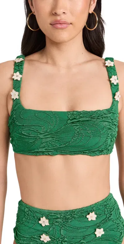 Patbo Jacquard Square Neck Top Emerald