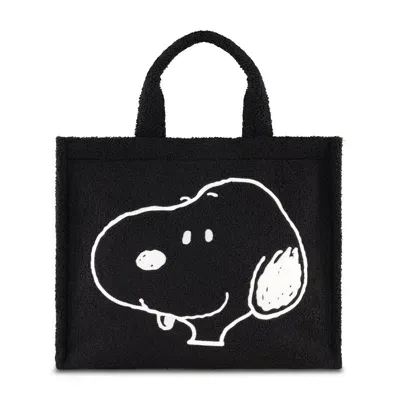 Peanuts Snoopy Black Sherpa Tote Bag With Trolley Strap