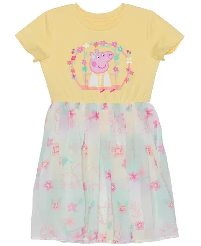 Peppa Pig Kids' Toddler & Little Girls Together Forever Short Sleeve Dress In Yellow